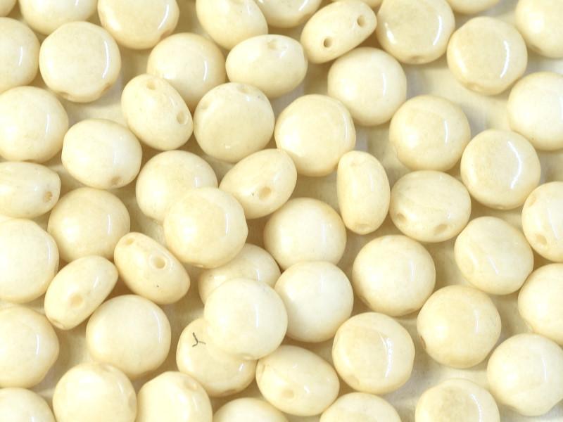 Tschechische Glasperlen PRECIOSA Candy™ 8mm 2 Loch Kreideweiß Champagne Luster Tschechisches Glas Farbe_Beige