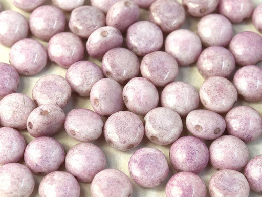 Tschechische Glasperlen PRECIOSA Candy™ 8mm 2 Loch Kreideweiß Lila Luster Tschechisches Glas Farbe_Purple