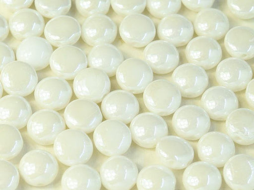 Tschechische Glasperlen PRECIOSA Candy™ 8mm 2 Loch Kreideweiß Schimmer Tschechisches Glas Farbe_White