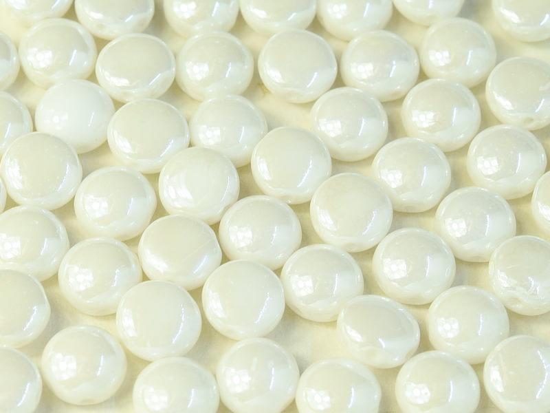 Tschechische Glasperlen PRECIOSA Candy™ 8mm 2 Loch Kreideweiß Schimmer Tschechisches Glas Farbe_White