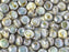 Tschechische Glasperlen PRECIOSA Candy™ 8mm 2 Loch Kreideweiß Blau Luster Tschechisches Glas Farbe_Blue