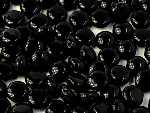 Tschechische Glasperlen PRECIOSA Candy™ 8mm 2 Loch Jet Schwarz Tschechisches Glas Farbe_Black
