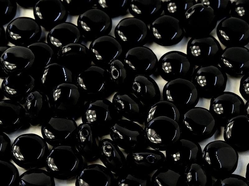 Tschechische Glasperlen PRECIOSA Candy™ 8mm 2 Loch Jet Schwarz Tschechisches Glas Farbe_Black