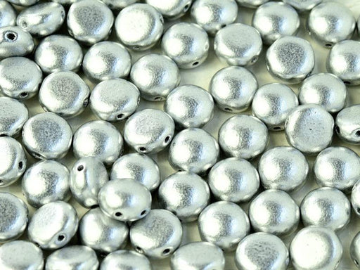 Tschechische Glasperlen PRECIOSA Candy™ 8mm 2 Loch Jet Aluminium Silber Tschechisches Glas Farbe_Silver