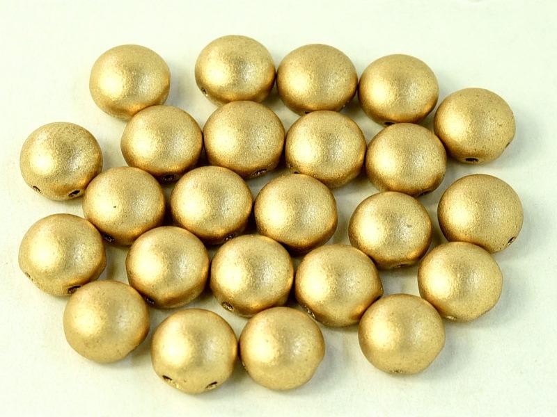 Tschechische Glasperlen PRECIOSA Candy™ 8mm 2 Loch Jet Aztekengold Tschechisches Glas Farbe_Gold