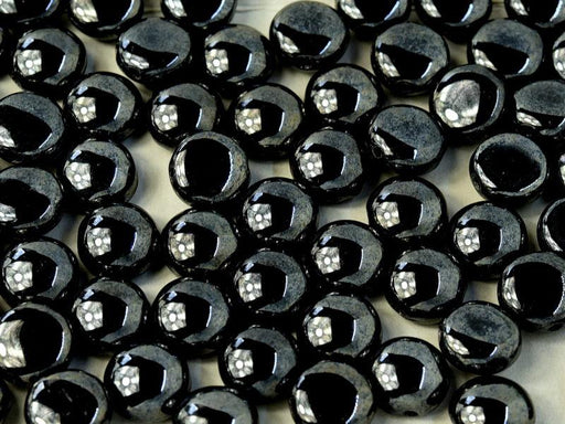 Tschechische Glasperlen PRECIOSA Candy™ 8mm 2 Loch Jet Hämatit Tschechisches Glas Farbe_Grey