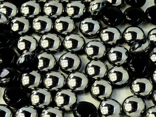 Tschechische Glasperlen PRECIOSA Candy™ 8mm 2 Loch Jet Chrome Tschechisches Glas Farbe_Silver