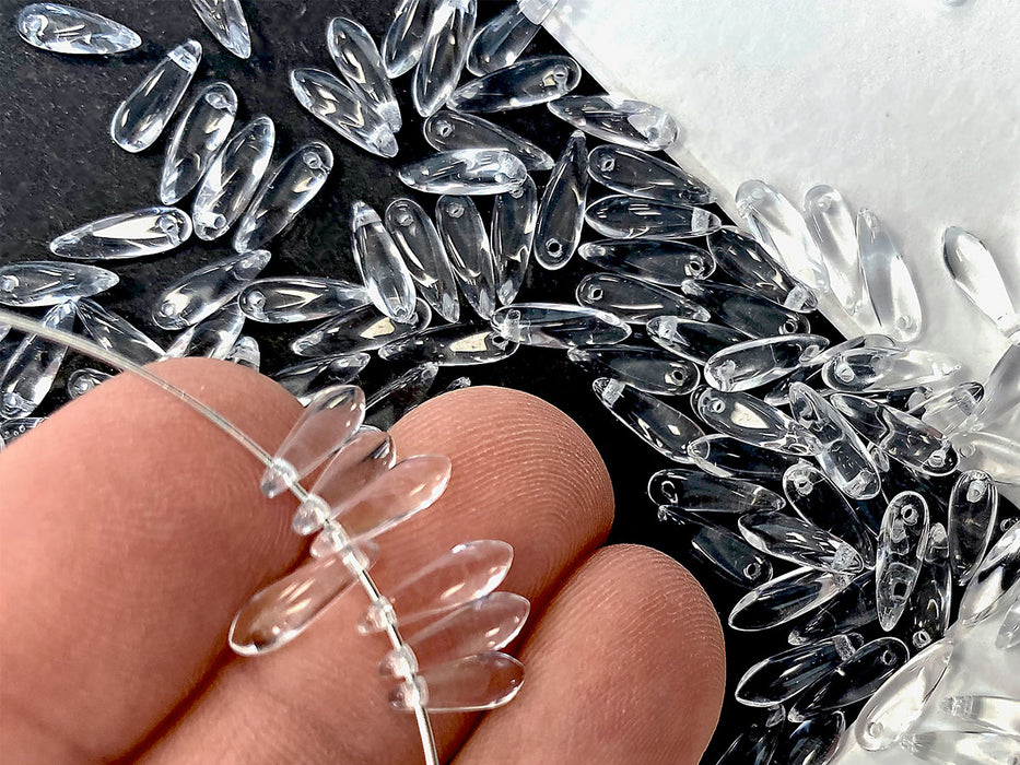 200 pcs Dolchperlen 3x11 mm, Kristall, Tschechisches Glas (Dagger Beads)