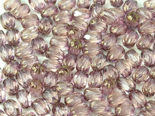 Feuerpolierte Perlenformen 6x4 mm Rosaline Bronzefarben Tschechisches Glas Farbe_Pink