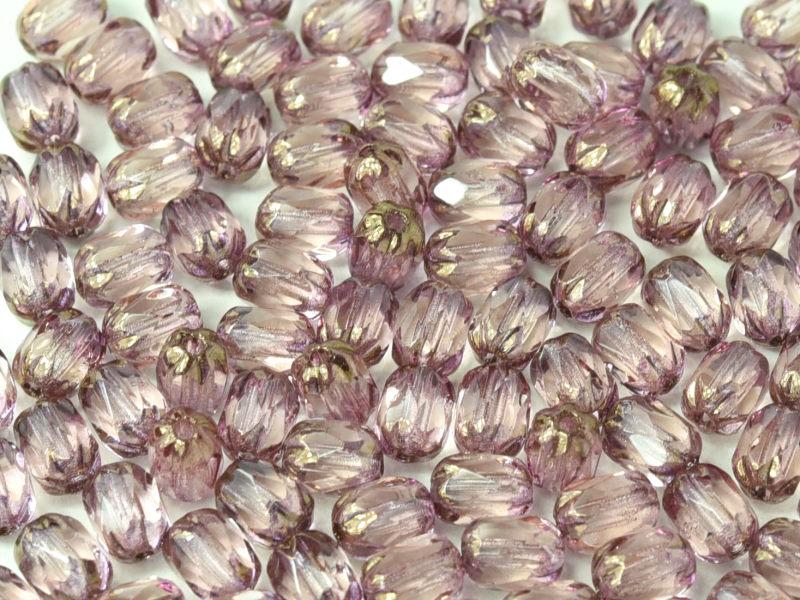 Feuerpolierte Perlenformen 6x4 mm Rosaline Bronzefarben Tschechisches Glas Farbe_Pink