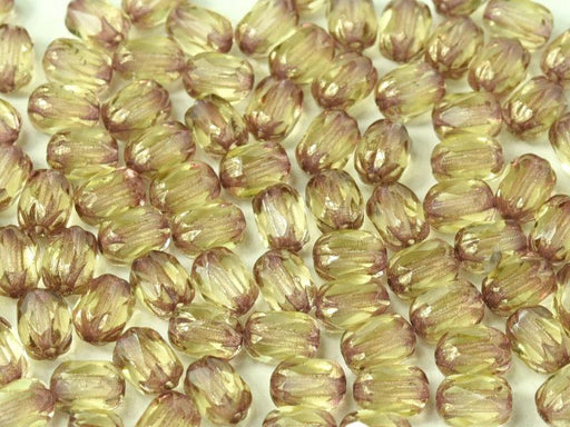 Feuerpolierte Perlenformen 6x4 mm Gelbe Bronzefarben Tschechisches Glas Farbe_Yellow