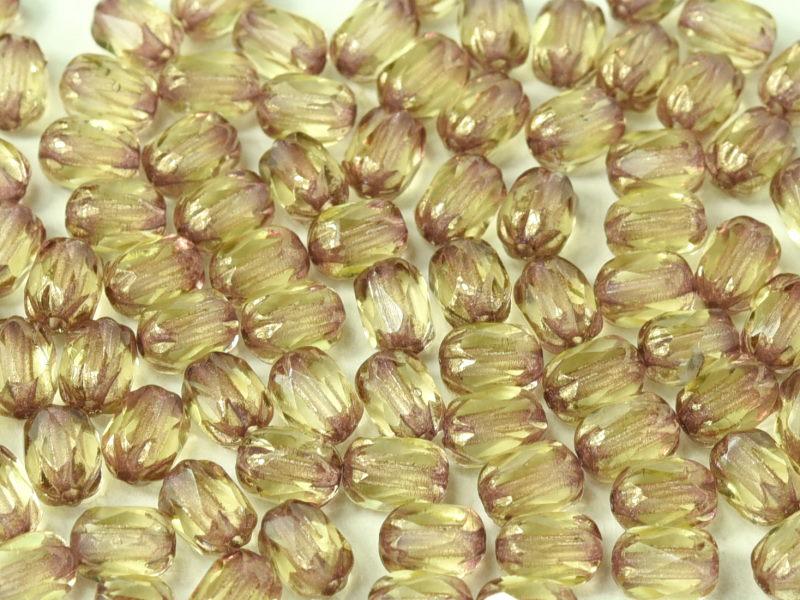 Feuerpolierte Perlenformen 6x4 mm Gelbe Bronzefarben Tschechisches Glas Farbe_Yellow