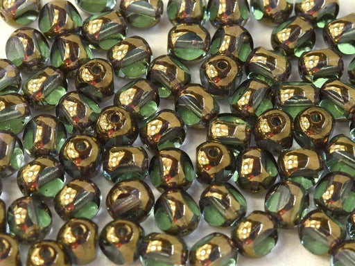 Feuerpolierte Perlenformen 6 mm Peridot Bronzefarben Tschechisches Glas Farbe_Green Farbe_ Brown
