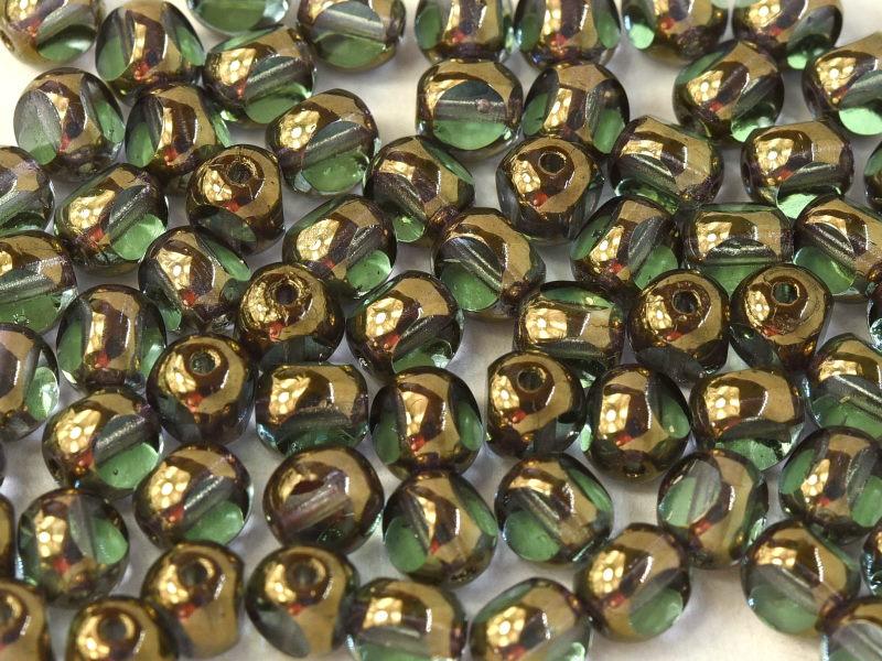 Feuerpolierte Perlenformen 6 mm Peridot Bronzefarben Tschechisches Glas Farbe_Green Farbe_ Brown
