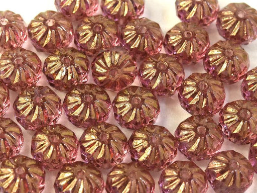 Feuerpolierte Perlenformen 7x10 mm Rosaline Bronzefarben Tschechisches Glas Farbe_Pink Farbe_ Brown