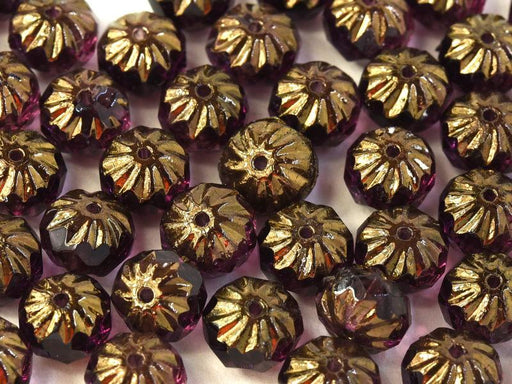 Feuerpolierte Perlenformen 7x10 mm Amethyst Fuchsia Bronzefarben Tschechisches Glas Farbe_Purple Farbe_ Brown