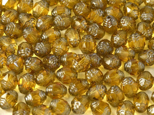Feuerpolierte Perlenformen 8x6 mm Topas Platin Tschechisches Glas Farbe_Yellow Farbe_ Silver