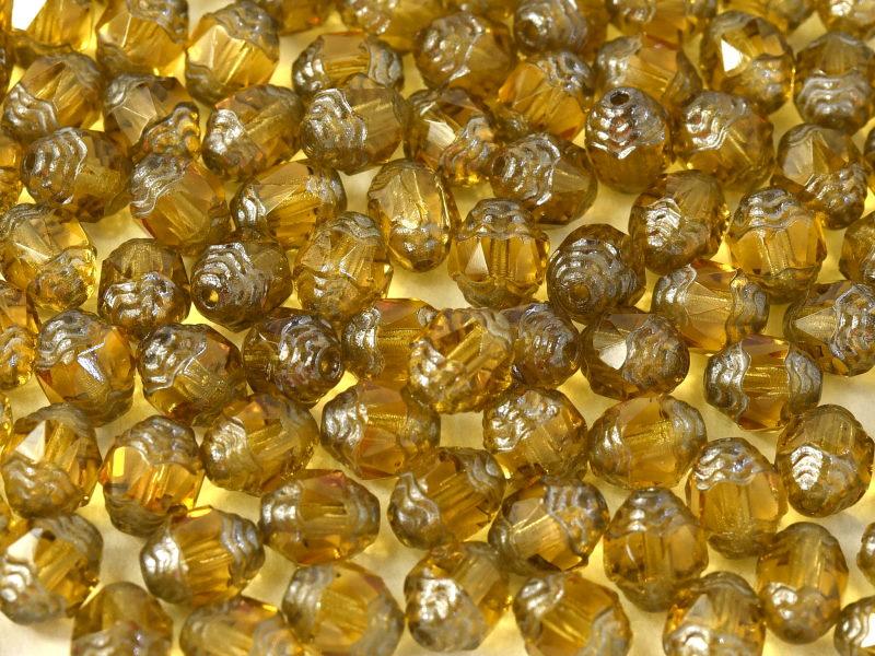 Feuerpolierte Perlenformen 8x6 mm Topas Platin Tschechisches Glas Farbe_Yellow Farbe_ Silver