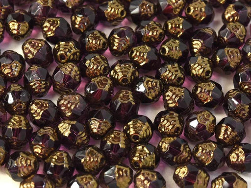 Feuerpolierte Perlenformen 8x6 mm Amethyst Bronzefarben Tschechisches Glas Farbe_Purple Farbe_ Brown