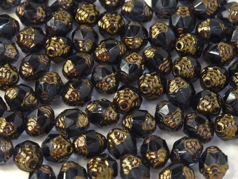 Feuerpolierte Perlenformen 8x6 mm Montana Blau Bronzefarben Tschechisches Glas Farbe_Blue