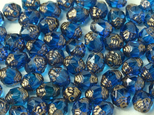 Feuerpolierte Perlenformen 8x6 mm Aqua Bronzefarben Tschechisches Glas Farbe_Blue Farbe_ Brown