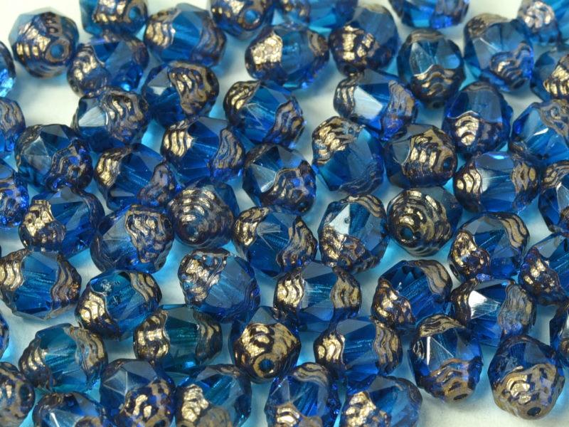 Feuerpolierte Perlenformen 8x6 mm Aqua Bronzefarben Tschechisches Glas Farbe_Blue Farbe_ Brown