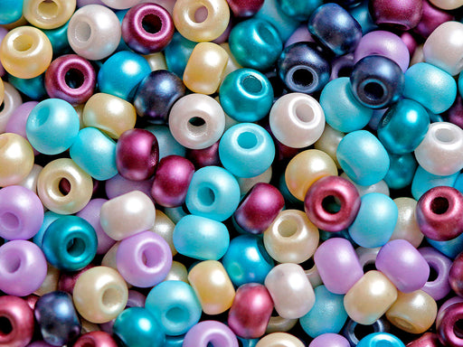 50 St. Pony Gepresste Perlen, Walze 5,5 mm im Durchmesser mit einem Loch von 2 mm, Böhmisches Glas, Pastell Mix
