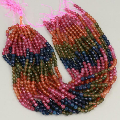 Edelsteinperlen 6 mm Tiefschwarz mit Fuchsienstreifen  Farbe_Multicolored