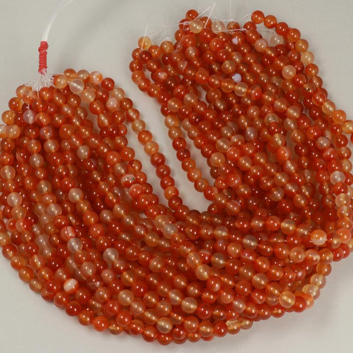 Edelsteinperlen 8 mm Alabaster Rot-Orange in Keramikoptik  Farbe_Orange