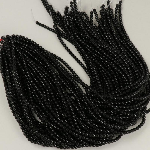 Edelsteinperlen 4 mm Aquamarin mit Silberdekor  Farbe_Black