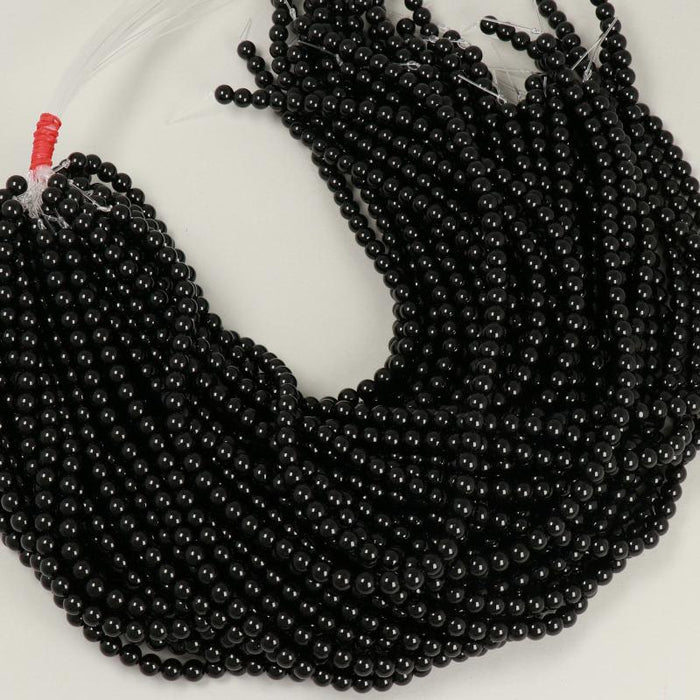 Edelsteinperlen 6 mm Aquamarin mit Silberdekor  Farbe_Black
