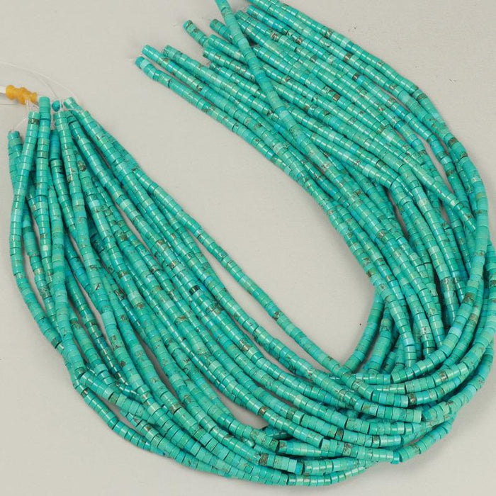 Edelsteinperlen 4x2 mm Howlith Türkis Blu Heishi  Farbe_Blue Farbe_ Green