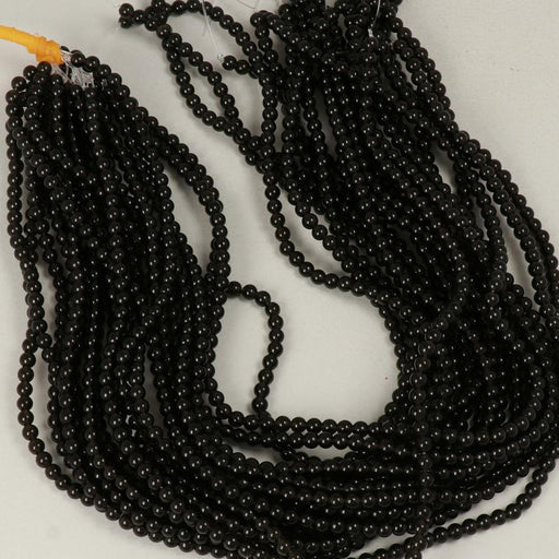 Edelsteinperlen 4 mm Obsidiana Schwarz Rund Glatt  Farbe_Black