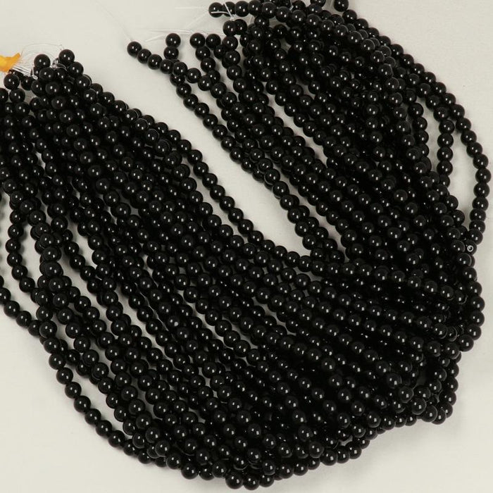 Edelsteinperlen 6 mm Obsidiana Schwarz Rund Glatt  Farbe_Black