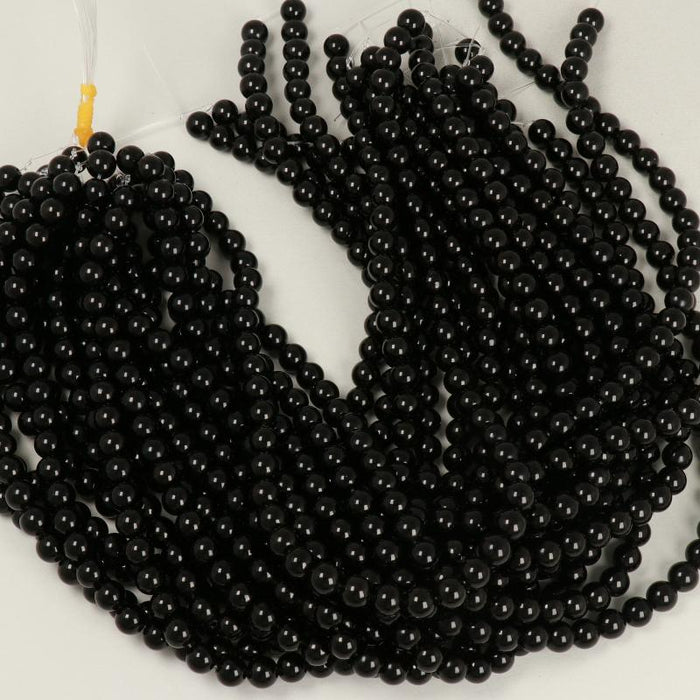 Edelsteinperlen 8 mm Obsidiana Schwarz Rund Glatt  Farbe_Black
