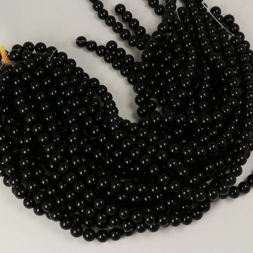 Edelsteinperlen 10 mm Obsidiana Schwarz Rund Glatt  Farbe_Black