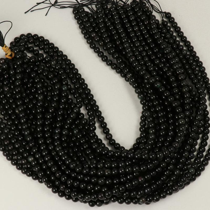 Edelsteinperlen 6 mm Obsidiana Regenbogen Rund Glatt  Farbe_Black