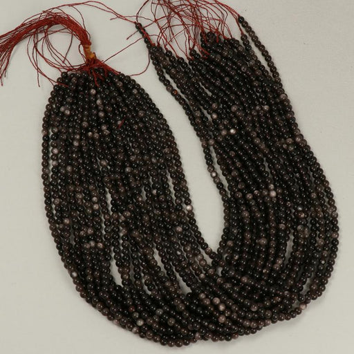 Edelsteinperlen 4 mm Obsidiana Silber Rund Glatt  Farbe_Black Farbe_ Silver