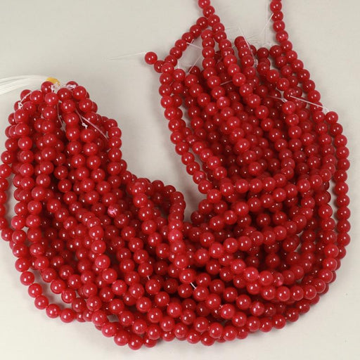 Edelsteinperlen 8 mm Gefärbter Jade Rubin Rund Glatt  Farbe_Red