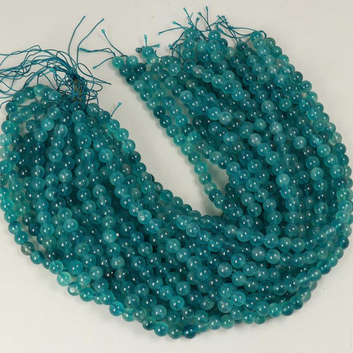 Edelsteinperlen 8 mm Gefärbtes Jadeblau rund glatt  Farbe_Green Farbe_ Blue