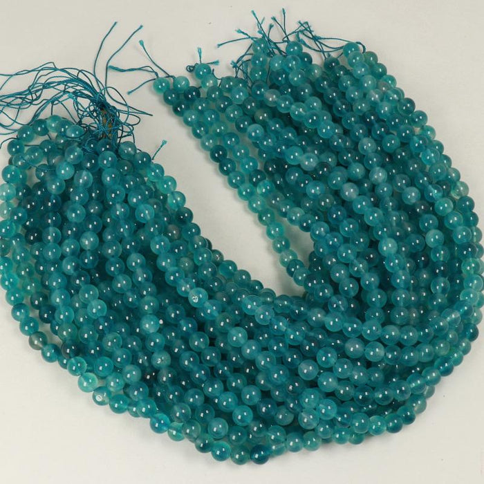 Edelsteinperlen 8 mm Gefärbtes Jadeblau rund glatt  Farbe_Green Farbe_ Blue