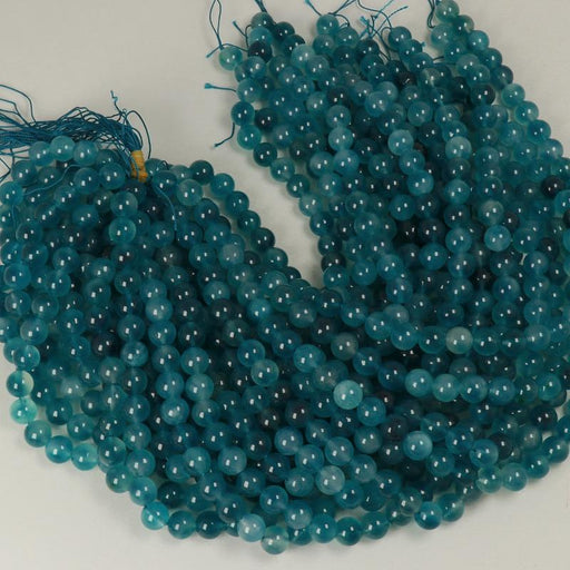 Edelsteinperlen 10 mm Gefärbtes Jadeblau rund glatt  Farbe_Green Farbe_ Blue