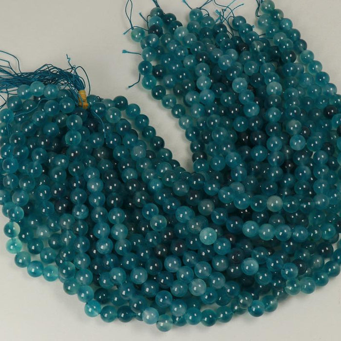 Edelsteinperlen 10 mm Gefärbtes Jadeblau rund glatt  Farbe_Green Farbe_ Blue