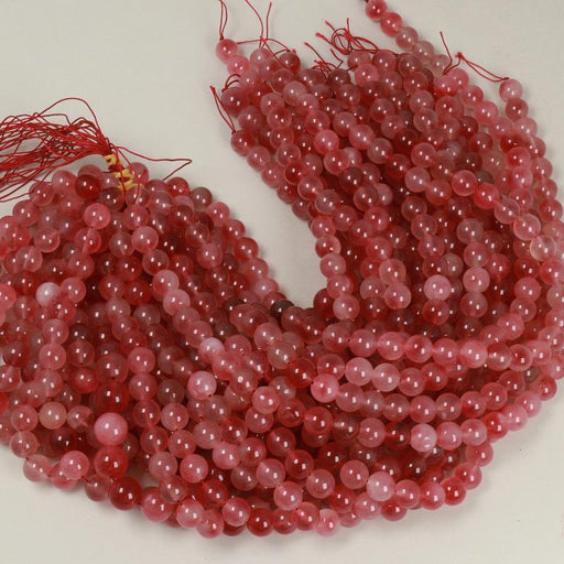 Edelsteinperlen 10 mm Gefärbte Jade Rot Erdbeere Rund Glatt  Farbe_Red