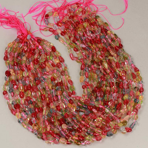 Edelsteinperlen 8x6 mm Bergkristall Multicolor Nugget Glatt  Farbe_Multicolored