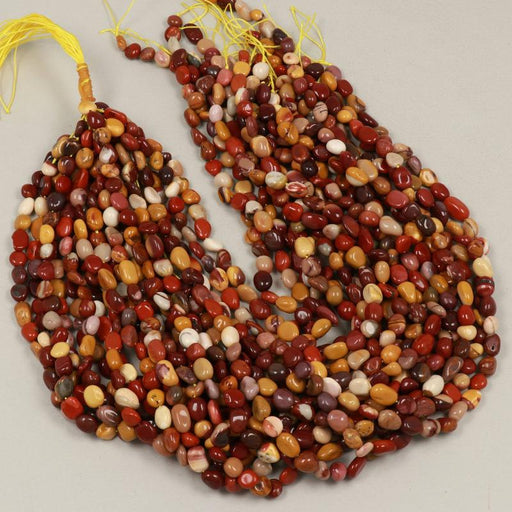 Edelsteinperlen 8x6 mm Mookait Nugget Glatt  Farbe_Beige Farbe_ Brown