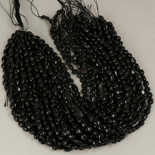 Edelsteinperlen 10x8 mm Schwarzer Turmalin Nugget Glatt  Farbe_Black