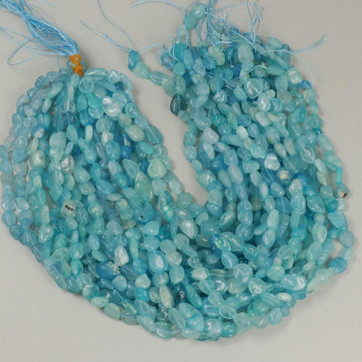 Edelsteinperlen 10x8 mm Aquamarin Nugget Glatt  Farbe_Blue