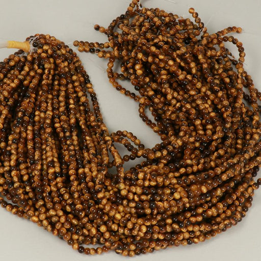 Edelsteinperlen 4 mm Gelbes Tigerauge rund glatt  Farbe_Yellow Farbe_ Brown