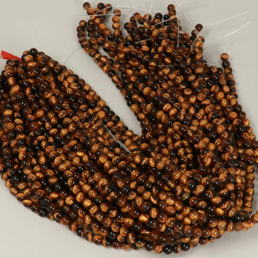 Edelsteinperlen 6 mm Gelbes Tigerauge rund glatt  Farbe_Yellow Farbe_ Brown